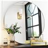 BEAUTYPEAK Specchio rotondo da 70 cm, con cornice in alluminio infrangibile, da parete, da bagno, da appendere o appoggiare, adatto per camera da letto, bagno, soggiorno, colore argento