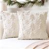 Artscope 2 Pezzi Natalizio Federe in Lana Corta Velluto Copricuscini Morbido Decorativo Fodere per Cuscino Lusso Stile per Divano Camera da Letto Natale Alberi e Neve Beige 45x45 cm