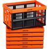 VEVOR Scatole Portaoggetti Pieghevoli in Plastica 45 L, Cassette Pieghevoli Impilabili con Maniglie, Confezione da 6, Portata Massima 15 kg, Cestini Contenitori Pieghevoli Resistenti e Salvaspazio