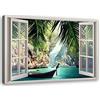 Feeby Quadro su Tela Non Tessuta - Stampa Su Tela - 45x30 cm - Decorazioni Camera - Finestra Natura Tropicale Paesaggio - Decorazione Murale - Moderno Soggiorno - quadri moderni soggiorno - poster