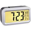 TFA Dostmann Lumio PLUS sveglia radiocontrollata, 60.2553.01, con orologio radiocontrollato, sveglia digitale, con temperatura interna, con luce, nero-argento