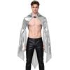Linjinx Uomo Aspetto Bagnato in Pelle PVC Cappa con Fibbia Medievale Cosplay La Fiera Rinascimentale Tracolla Catenella Petto Carnevale