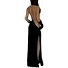 XIXIMAON Vestito sexy da donna, abito lungo trasparente aderente con schiena scoperta, a righe con fessura alta, da discoteca, lingerie sexy