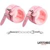 LateToBed BDSM Line Premium Fur Lined Handcuffs Pink