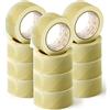 OFITURIA Nastro adesivo per imballaggio trasparente per imballaggio di scatole di cartone di spedizioni, matrimoni, prodotto per confezioni sicure e resistenti (48cmx120m - Transparente, 12 Rollos)