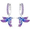 MISEFF Orecchini pendenti in argento 925, motivo farfalle e fiori e foglie, gioielli alla moda, regalo per orecchie sensibili