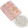 OLYCRAFT Cordone di unione per il rosario nuziale Perle di rosa bianca come cordone del rosario con croce pendente in oro e strass per matrimonio Lasso di perle per matrimoni decorazioni di festa