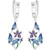MISEFF Orecchini pendenti in argento 925, motivo farfalle e fiori e foglie, gioielli alla moda, regalo per orecchie sensibili