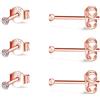 CERSLIMO Silver Stud Earrings for Women Men Girls, 3 Pairs Sterling Silver Tiny Round Stud Earrings Small Dainty Cartilage Tragus Cubic Zirconia Earrings Set (2/3/4mm, Silver/Gold/Rose Gold)