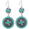 bySantana Orecchini Pendenti Boho Colorati Donna Turchese Blu Etnici Stile Hippie | Leggeri, Stile Boho, Design Mandala Colorato, Blu Arancione, Orecchini Vintage a Fiori, Con Confezione Regalo