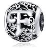 Qings Vintage Perline Charm Lettera dalla A alla Z Argento Sterling 925 Beads Charms Ciondoli con Lettera Alfabeto Compatibile con Braccialetti Bracciali e Collane