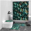 shunhuan Tenda Doccia Verde Smeraldo Dorato Tenda per Doccia Poliestere Tenda Doccia Antimuffa Tende Finestra Bagno Lavabile Tende Doccia Durevole Tenda Vasca da Bagno Con 12 Ganci in Plastica 180x180