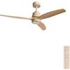 CREATE / WINDSTYLANCE M/Ventilatore da soffitto ABS con luce sabbia pale effetto legno naturale con telecomando/ 40W, Silenzioso, Ø132 cm, 6 velocità, estate-inverno, doppia altezza, motore DC