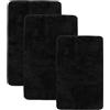 FUNSUEI Set di 3 Tappeti da Bagno Antiscivolo, Assorbente, 40 x 60 cm e 50 x 80 cm, Lavabile in Lavatrice, Poliestere, Nero