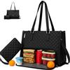 Generic Borsa Tote 2 in 1 Borsa per il Pranzo per Donna, Combo Borse per il Pranzo 2 in 1, Borsa a Mano per Laptop da 15,6 Pollici con Scomparto Isolato a Prova di Perdite, Elegante Tote da Lavoro e Viaggio