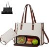 Generic Borsa per il pranzo 2 in 1 da donna, borsa per il pranzo 2 in 1, borsa per laptop da 15,6 pollici con scomparto isolato a tenuta stagna, elegante borsa da lavoro e da viaggio per ufficio, scuola