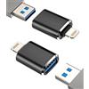 HOYULLI per iPhone Adattatore OTG Lightning maschio a USB femmina Dongle (confezione da 2) per 14 13 12 11 Pro Max Xr X Xs per Apple per iPad Air Camera Card Reader USB Flash Drive U Disk Mouse Keyboard Hub