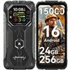 Blackview ROCK 1 Rugged Smartphone Android 16 per Outdoor ed Esploratori | 15000mAh Telefono Indistruttibile,Doppio Schermo,24GB+256GB,Fotocamera Notturna 20MP,IP69K/NFC/3 Anni di Garanzia