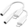 Unnderwiss Adattatore Cuffie per Phone [Certificato MFi Cavo Aux Audio Dongle Convertitore, Compatibile con Phone 14Pro/14/13/12/SE/11/X/XS/8/7（2 Pack）