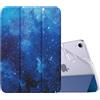 MoKo Cover per iPad mini 7a(A17 Pro)/6a 8,3 2024/2021, CieloStellatoBlu | iPad Cover in TPU e Pelle PU Semi-Trasparente Sostegno Supporto Sottile con Morbido TPU Cover con Auto Svegliati/Sonno