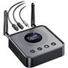 fesoklaf Ricevitore trasmettitore Bluetooth 5.2 per TV Home Stereo, adattatore audio Bluetooth wireless 2 in 1 con display LCD ottico AUX Riproduzione disco U Dual Pairing per cuffie altoparlante musica