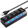 Generic Hub USB alimentato - Splitter dati multi-porta in ABS con pulsanti indipendenti | Hub portatile antiscivolo, hub dati in alluminio, hub USB alimentati in alluminio, per lavoro a distanza, fotografia