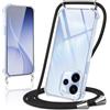 Coiwxmoi Cover per Oppo Reno 15 pro con Cordino 6,32,Trasparente Custodia con Laccio Tracolla Corda Catena Cinghia,Ultra Morbido Silicone TPU Antiurto Case per Oppo Reno 15 pro, Nero