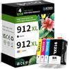 Skydo 912 912XL Cartucce per HP 912 XL Multipack Cartuccia per HP 8012 8010 | per HP OfficeJet 8012 8010 8014 8015 8017, per HP OfficeJet Pro 8022 8023 8024 8025 8020 8030 (Nero Ciano Giallo Magenta)