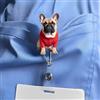 Generic Simpatico bulldog francese in maglione rosso, porta badge retrattile con clip a coccodrillo, regalo per infermieri, medici, impiegati, amanti dei cani, XPJ-59