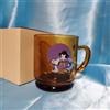 NESSUNA MARCA Tazza vintage in vetro ambrato stile anni 60 Peanuts Cafe Snoopy inutilizzata