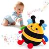 VICTERR Giochi Neonato 6-12 Mesi, Giochi Neonato 6 7 8 9 10 11 12 Mesi, Ape Peluche Musicale, Peluche Che Corre e Cammina, Giocattolo Gattonare Tummy Time, Regalo Bambino Bambina 1 2 Anni
