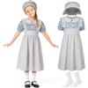 AOOWU Ragazze Costume Vittoriano, Vintage Abito con Calzino per 4-12 Anni | Abito da Medievale Rinascimentale Lungo, per Carnevale, Giornata Mondiale del Libro, Costume da Gioco di Ruolo