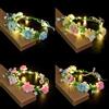 ANBET 4 fasce per capelli con fiori luminosi, stile bohémien, con luce calda e corona