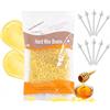 ROLKUFA 100g Ceretta, perle di cera dura a caldo senza carta con 50 bastoncini nasali, per tutto il corpo (viso/gambe/ascelle), 11,5x18 cm, giallo al miele