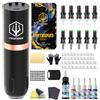 POSEIDON Penna Tatuaggio Rotante Senza Fili Kit per Principianti | Batteria 1500 mAh 4-6 h, 10 aghi sterili, inchiostri e pelle di allenamento inclusi, tensione regolabile 4-12 V, corsa 4,2 mm