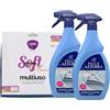 FEI FAN SET: 2x Appretto Leggero Spray STIRA FACILE, Con Amido Di Mais, Dal Profumo Classico 750ml + Panno SOFT In Microfibra Multiuso, Formato 33x33