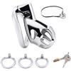 AMAZBEE Set gabbia per pene in metallo con cintura fissa, 3 anelli di diverse dimensioni e 2 chiavi, gabbia di castità traspirante, sex toy maschile, bondage fetish