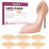 Welnove Proteggi tallone per scarpe - Welnove 3 paia cuscinetti per scarpe per scarpe larghe - Prevengono lo scivolamento, lo sfregamento e le vesciche - Rimedi per scarpe troppo grandi - Donna e uomo(Beige)