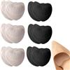 Guiguishiny 6 Paia Cuscinetti Metatarsali in Velluto, Solette Avampiede Antiscivolo, Imbottitura Mezza Pianta per Supporto per la Parte Anteriore del Piede, Taglia Unica，Nero + Beige