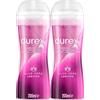 Durex Gel Massage 2in1 Gel Lubrificante Intimo Aloe Vera Lenitivo ad Azione Idratante Emolliente per Massaggio Corpo Formula a Base Acquosa Compatibile con Preservativi e Sex Toys - 2 Flaconi da 200ml