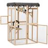 furpal Recinzione per gatti 100 × 85 × 162 cm - Recinzione per gatti resistente alle intemperie Catio per balcone e giardino, recinto per gatti in legno con tettuccio parasole, 3 piani e amaca