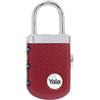 Yale YP1/28/121/1Y - Lucchetto da viaggio a combinazione YTP3-31-123-1 33 mm colore granata: corpo in zinco rivestito e codice riprogrammabile per la protezione sicura di valigie e borse