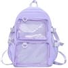 Nucelit Zaino Itabag con cerniera alla moda giapponese in nylon zaino grande capacità tasca trasparente per studenti zaino scuola grande capacità, Viola