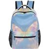 WDdZzyy Magico Glitter Rainbow Butterfly zaino scuola impermeabile per i bambini con grande borsa libri per le borse di libri ragazze adolescenti, Farfalla arcobaleno con glitter magici, M