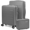 VOYAN Set Valigie VOYAN SDR, Set di Viaggio Rigido Espandibile con Trolley da Cabina, Valigia Media e Beauty Case da Viaggio, Bagaglio da Viaggio con Chiusura di Sicurezza e Ruote Doppie Girevoli