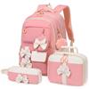 Amythe Set 3 Pezzi Zaino Ragazza 3a-7a Elementare | Zaino Adolescente Sacca Pranzo Astuccio Leggero 23L Impermeabile Elementari Medie, Rosa