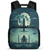 TPISLI Zaino Aeroplane Print Elementare per Ragazzi Ragazze Cartella Scolastica Moon Pattern 5-10 Anni School Bag, Resistente Leggero Manico Robusto Regalo Compleanno