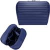 YongXinMY Beauty case da viaggio con design pieghevole, grande capacità, organizer per cosmetici, divisori regolabili, a righe triangolari, per articoli da toeletta per viaggi, pendolari e uso domestico, blu