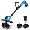 AUQUK Motozappa Elettrica 600W,Motozappa a Batteria con 2 x 3.0Ah Batteria | Larghezza di Lavoro 17 cm, Profondità 24 cm, Telescopico 90-140 cm,Coltivatore Potente per Dissodare e Aerare il Terreno