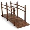 HOMASIS Ponte da Giardino in Legno di Abete, Ponticello Decorativo con Ringhiere di Protezione, Ideale per Laghetti, Corsi d'Acqua e Vialetti, Portata 500 kg (230 x 73 x 108 cm)